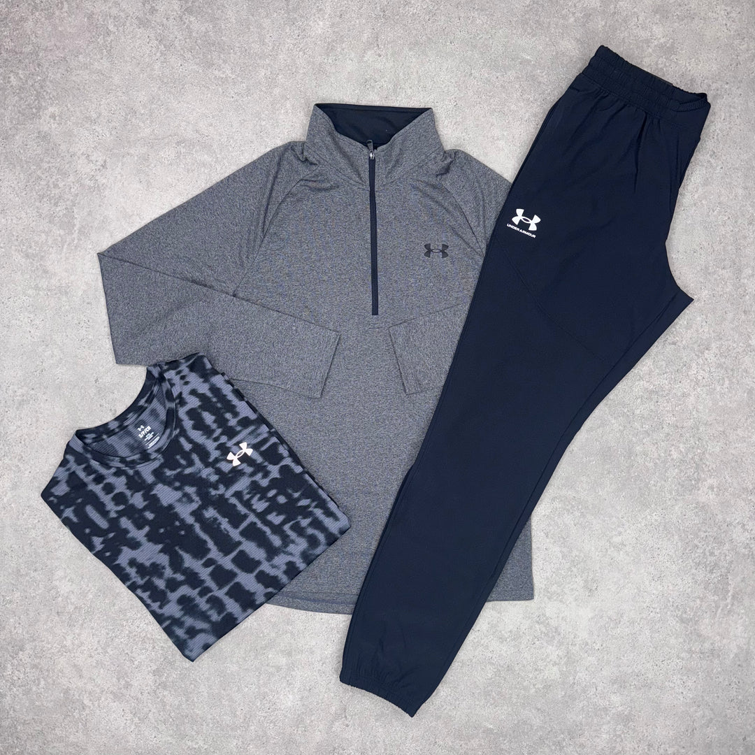 Under Armour Grey Tri Set (Black Tee/Black Pants)