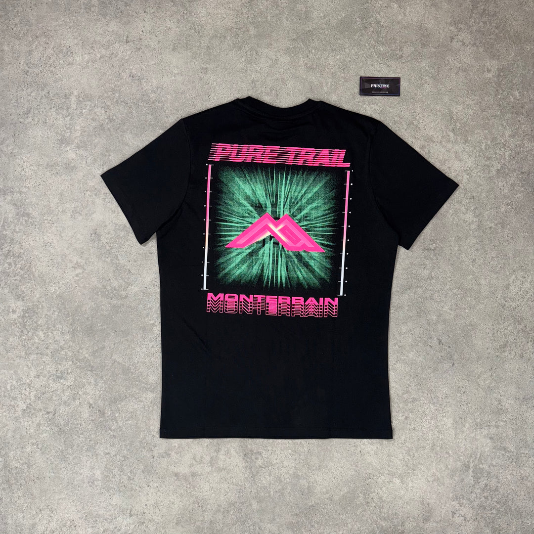 Monterrain Graphic Tee – Black x Neon Pink