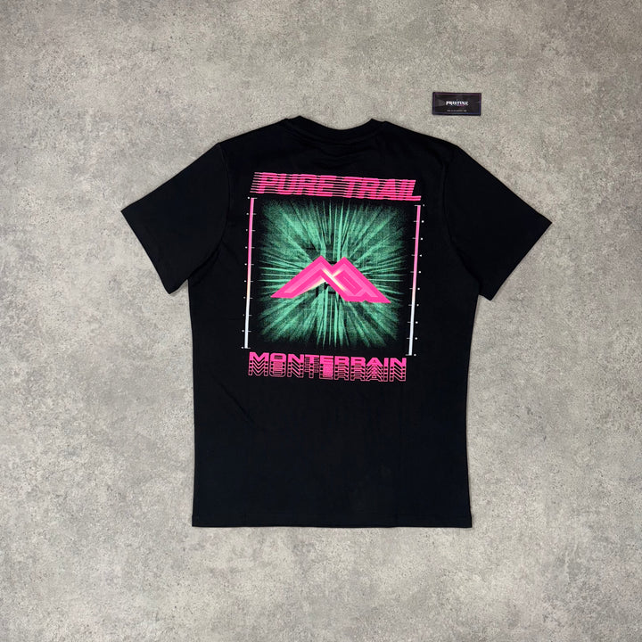 Monterrain Graphic Tee – Black x Neon Pink