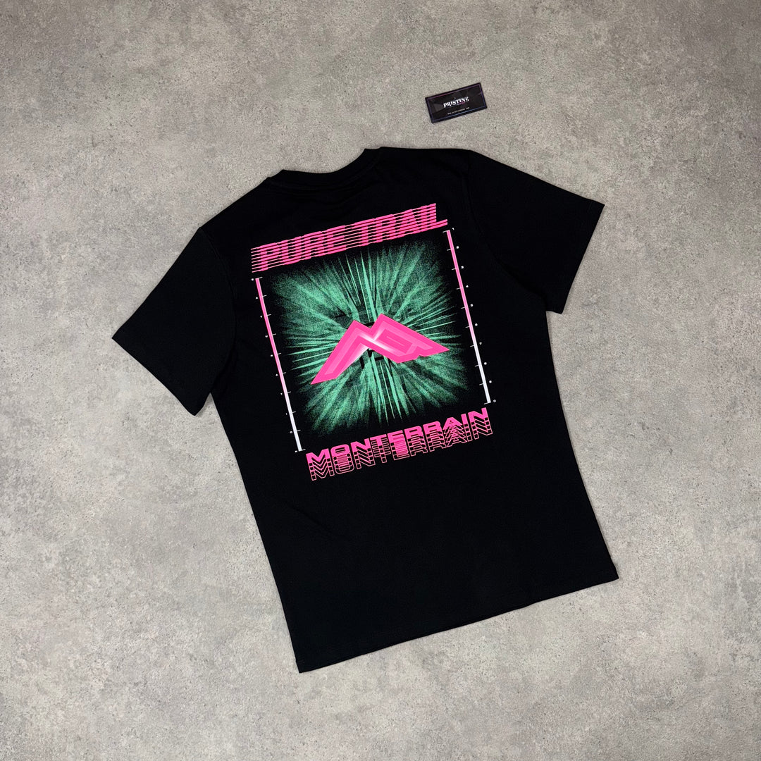 Monterrain Graphic Tee – Black x Neon Pink