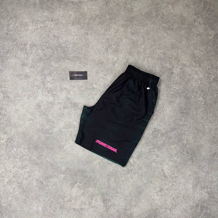 Monterrain Graphic Shorts – Black x Neon Green Fade