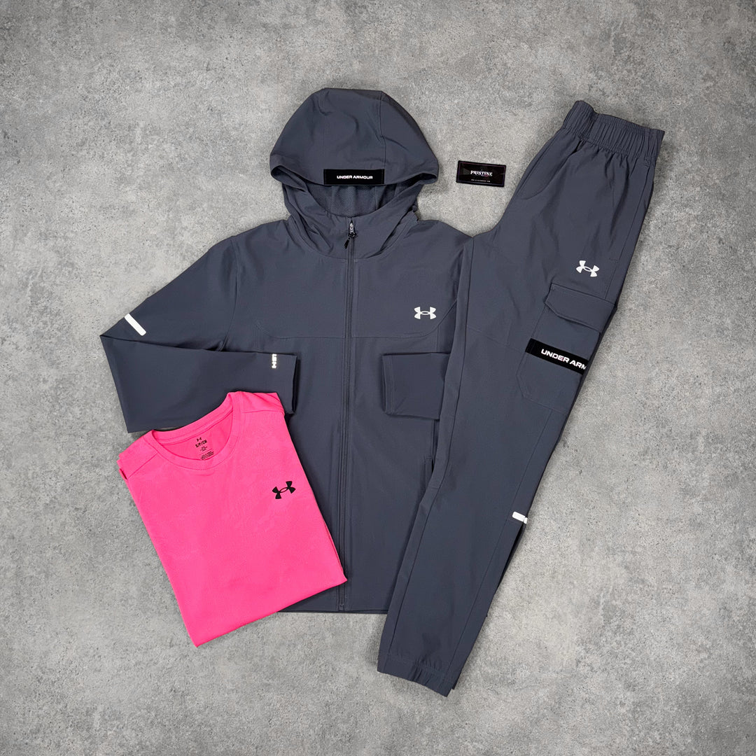 Under Armour Stealth Jacket Tri Set – Graphite Grey x Neon Pink