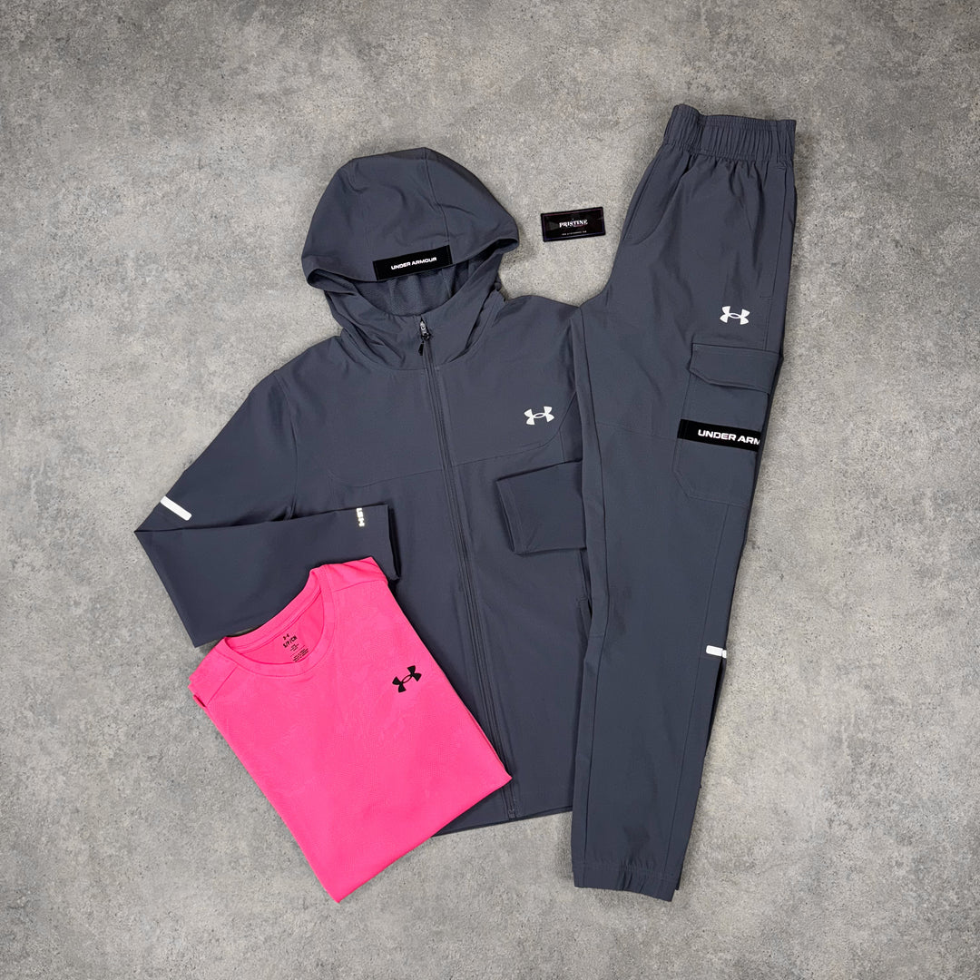Under Armour Stealth Jacket Tri Set – Graphite Grey x Neon Pink