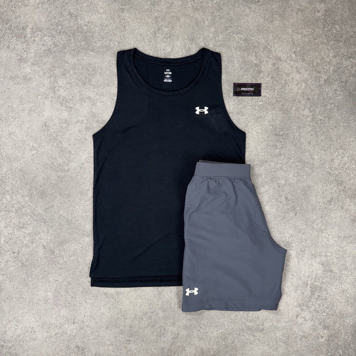 Under Armour Core Vest Short Set – Midnight Black x Steel Grey