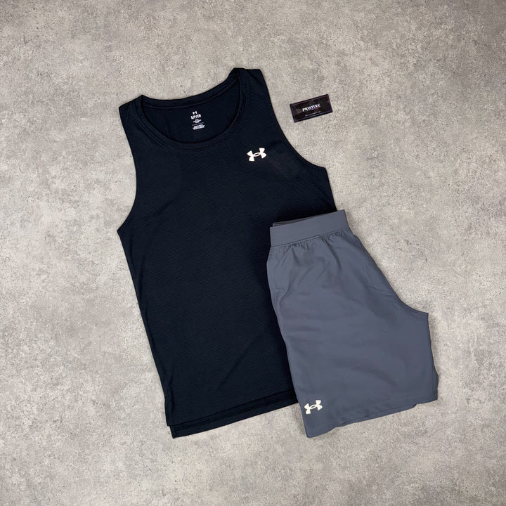 Under Armour Core Vest Short Set – Midnight Black x Steel Grey