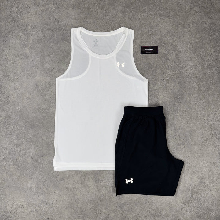 Under Armour Core Vest Short Set – Arctic White x Midnight Black