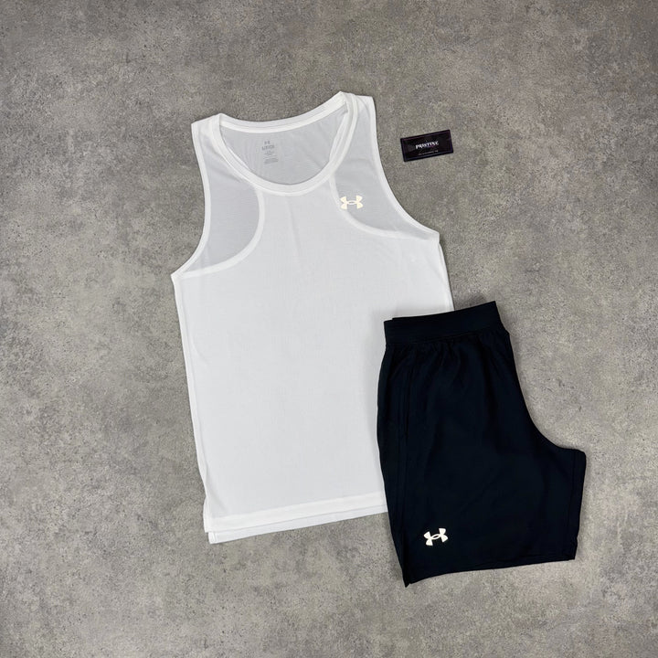 Under Armour Core Vest Short Set – Arctic White x Midnight Black