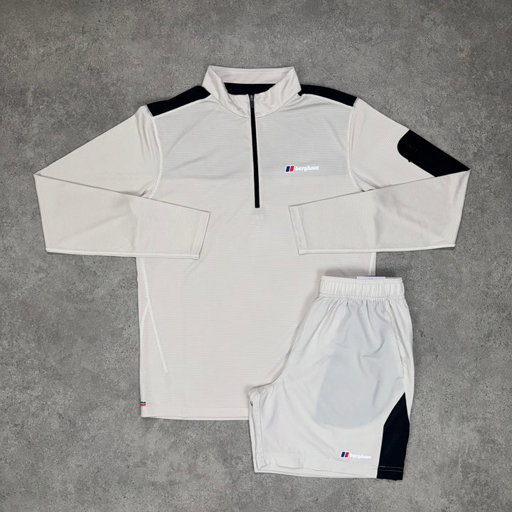 Berghaus Explorer 1/4 Zip Short Set (Cream/Black)