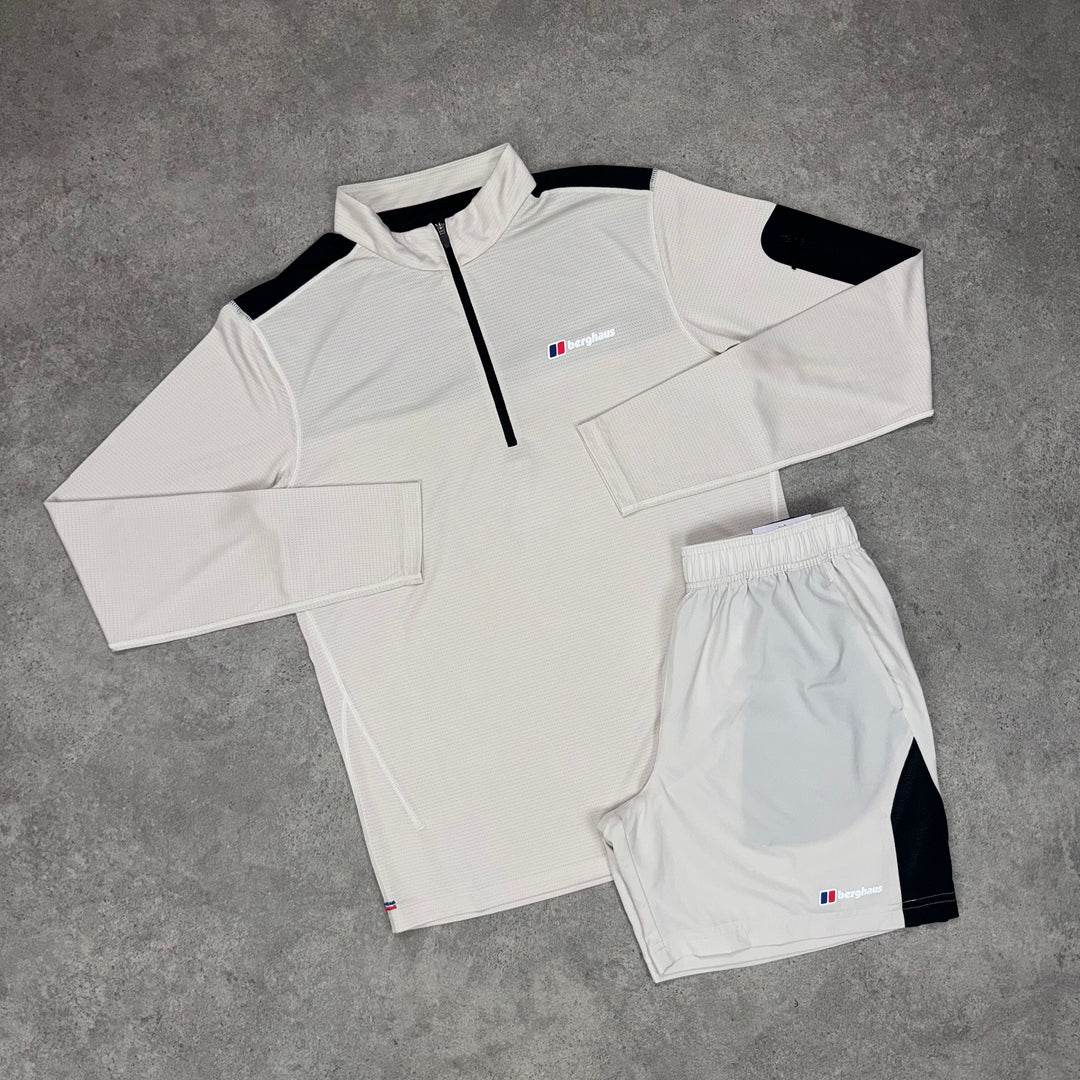 Berghaus Explorer 1/4 Zip Short Set (Cream/Black)