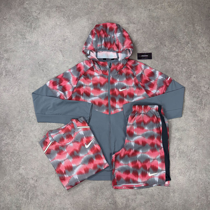 Nike Pulse Tri Short Set – Grey x Red Mono Print
