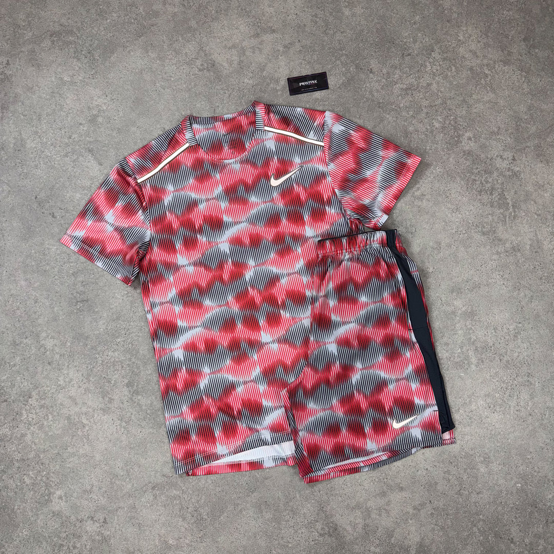 Nike Pulse Short Set – Grey x Red Mono Print