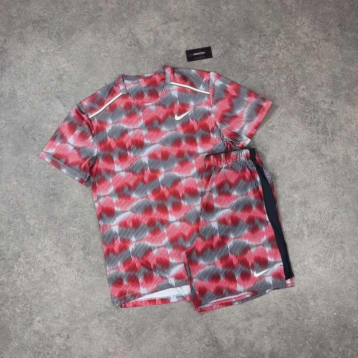 Nike Pulse Short Set – Grey x Red Mono Print