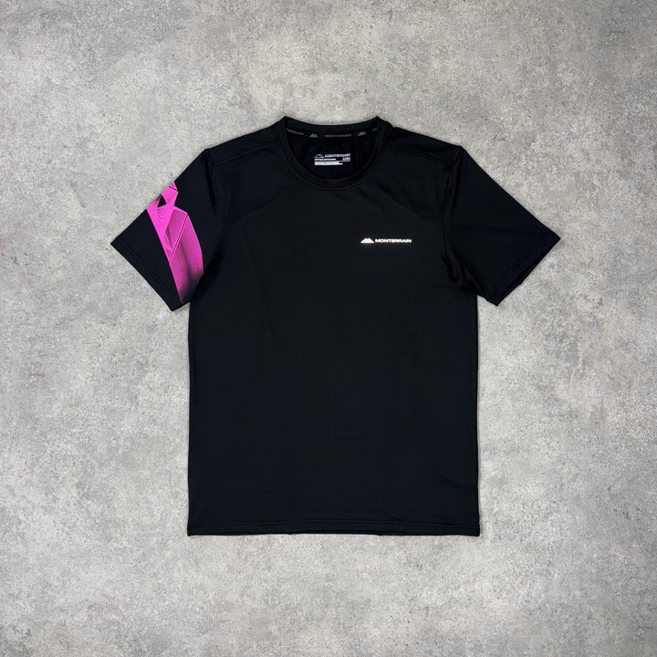 Monterrain Featherlight Tee – Black x Pink Flash