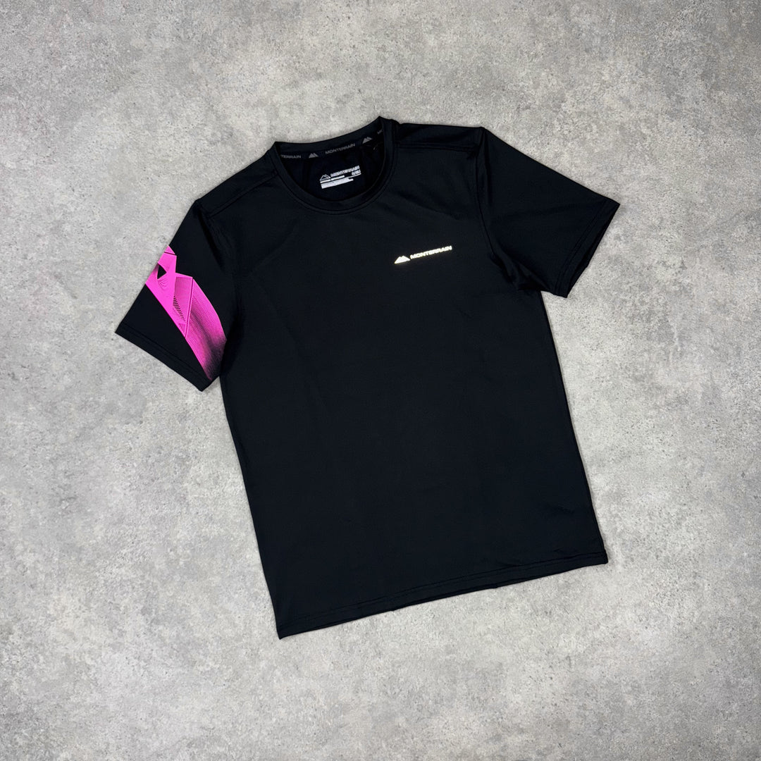Monterrain Featherlight Tee – Black x Pink Flash