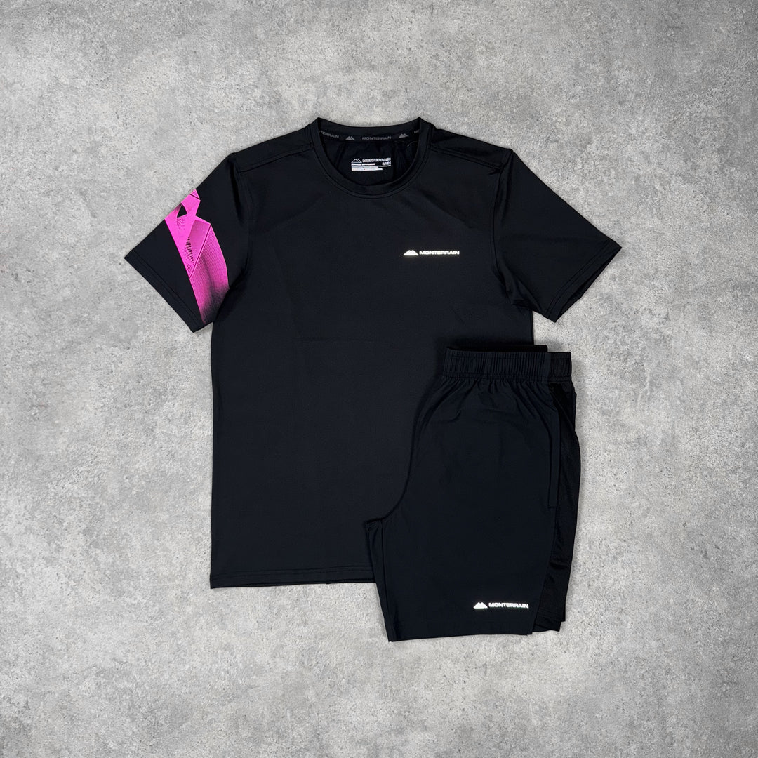 Monterrain Featherlight Short Set – Black x Pink Flash