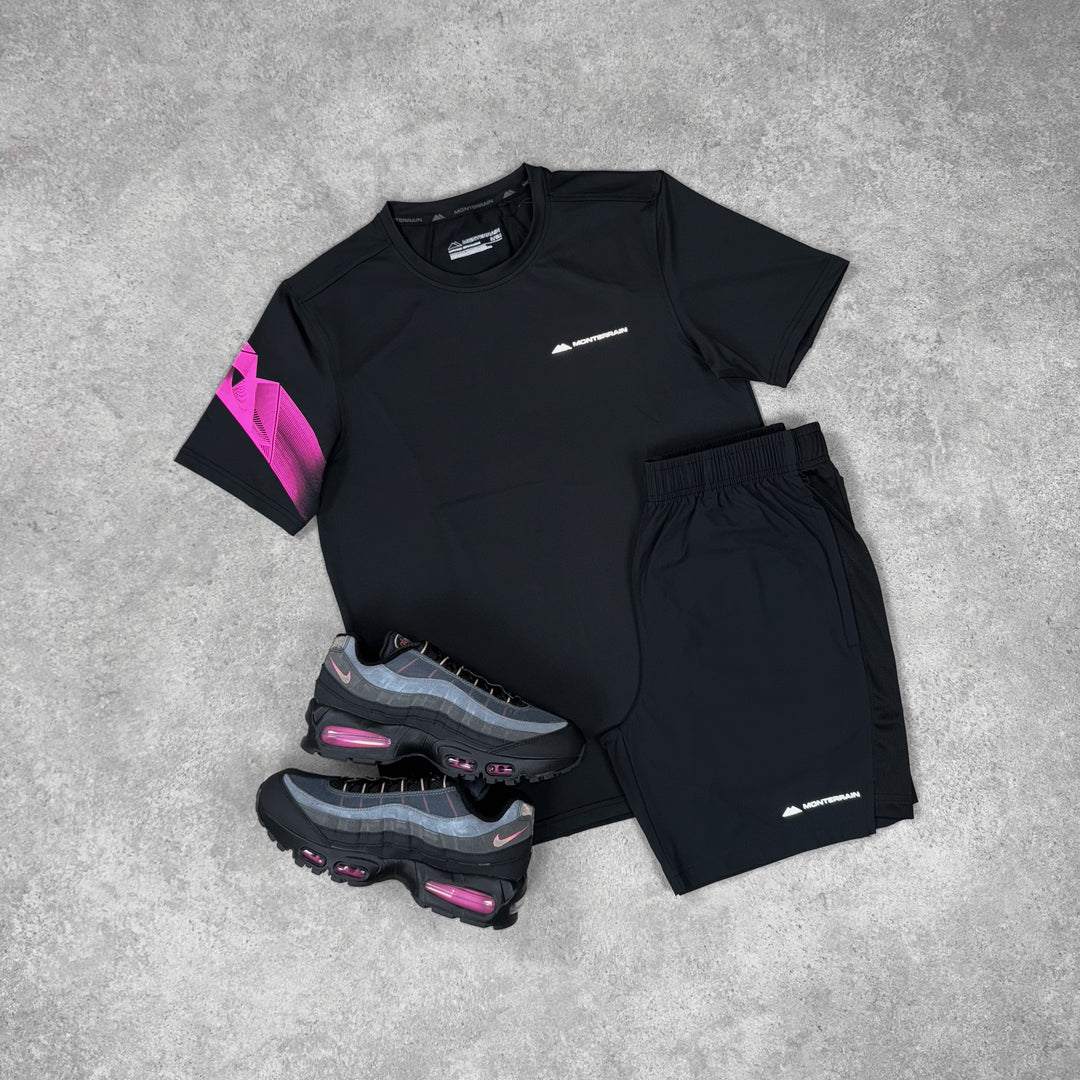 Monterrain Featherlight Short Set – Black x Pink Flash