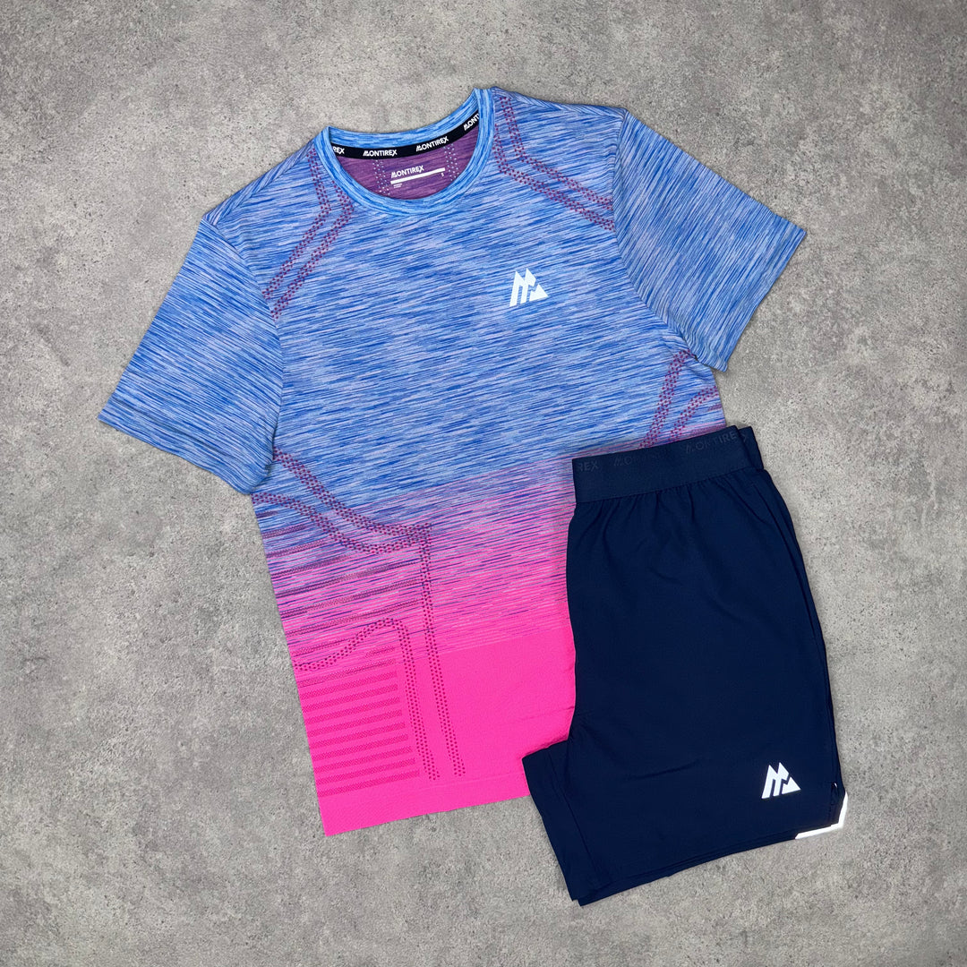 Montirex Seamless Short Set (Blue/Pink)