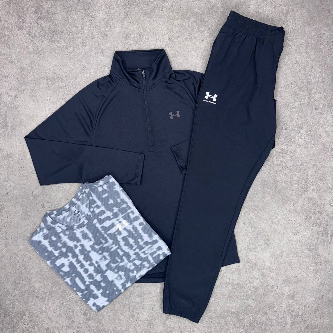 Under Armour Black Tri Set (Light-Grey Tee/Black Pants)
