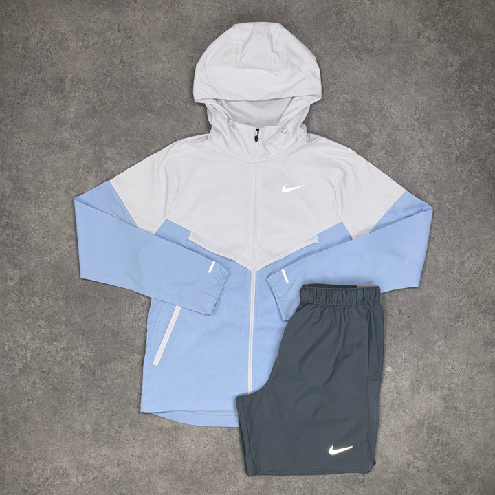 Nike Light Windrunner Shorts Set (Light Blue/White)