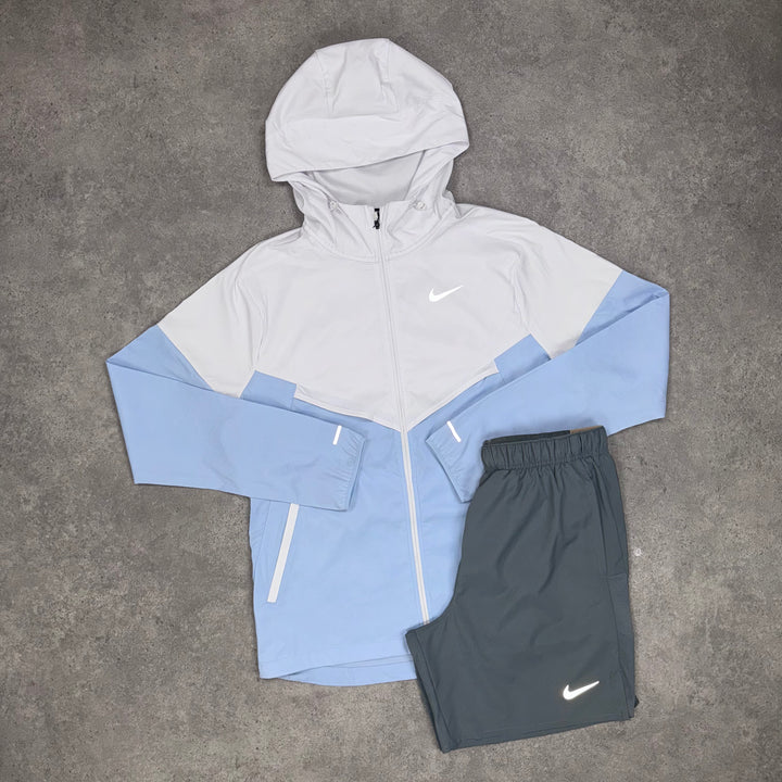 Nike Light Windrunner Shorts Set (Light Blue/White)