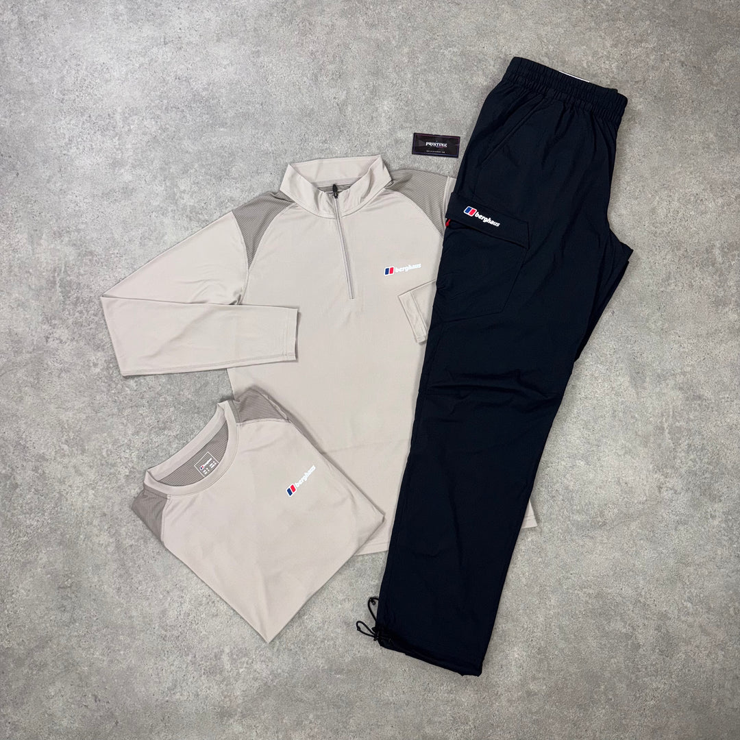 Berghaus Ridgeway 1/4 Zip Tri Set – Taupe Brown x Obsidian