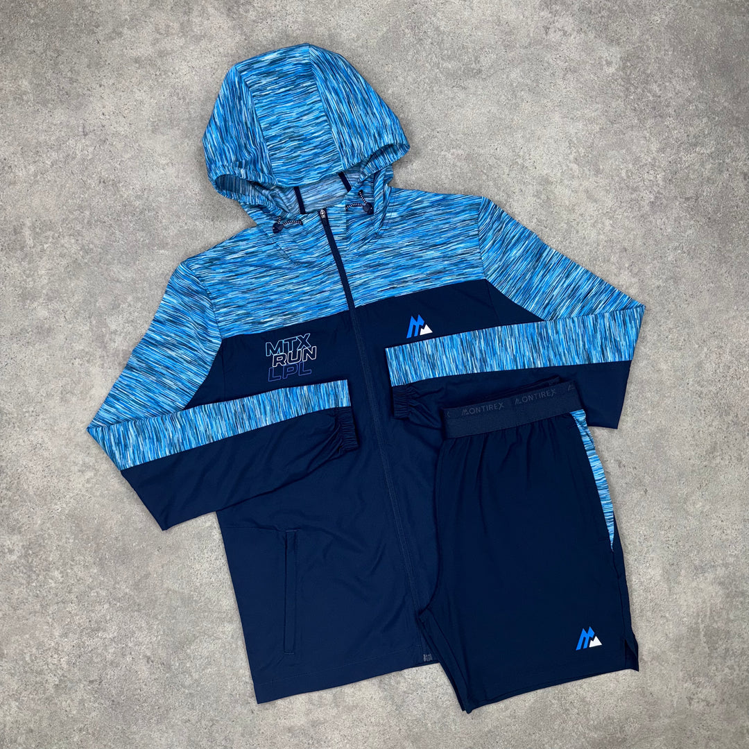 Montirex Run Jacket & Short Set (Black/Blue)