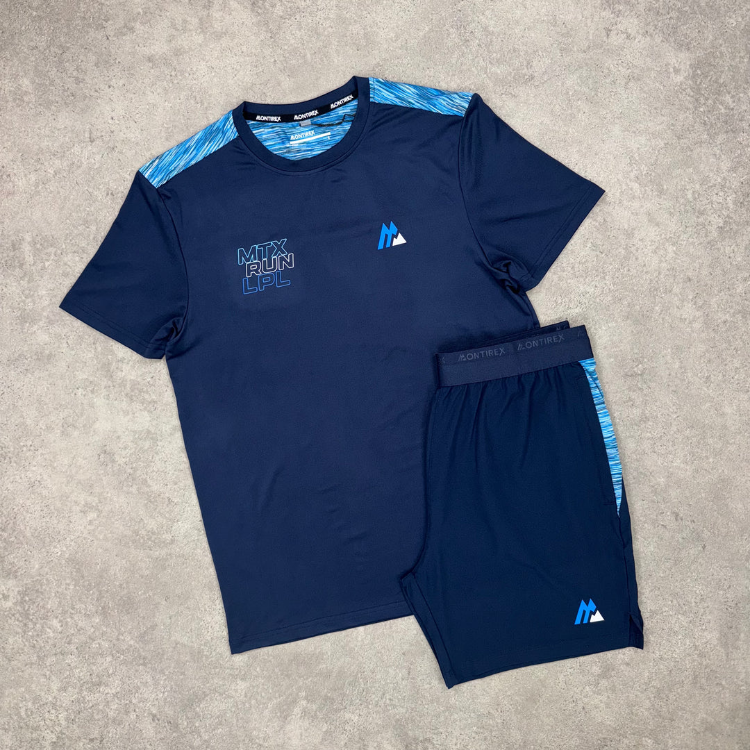 Montirex Run T-Shirt Set (Black/Blue)
