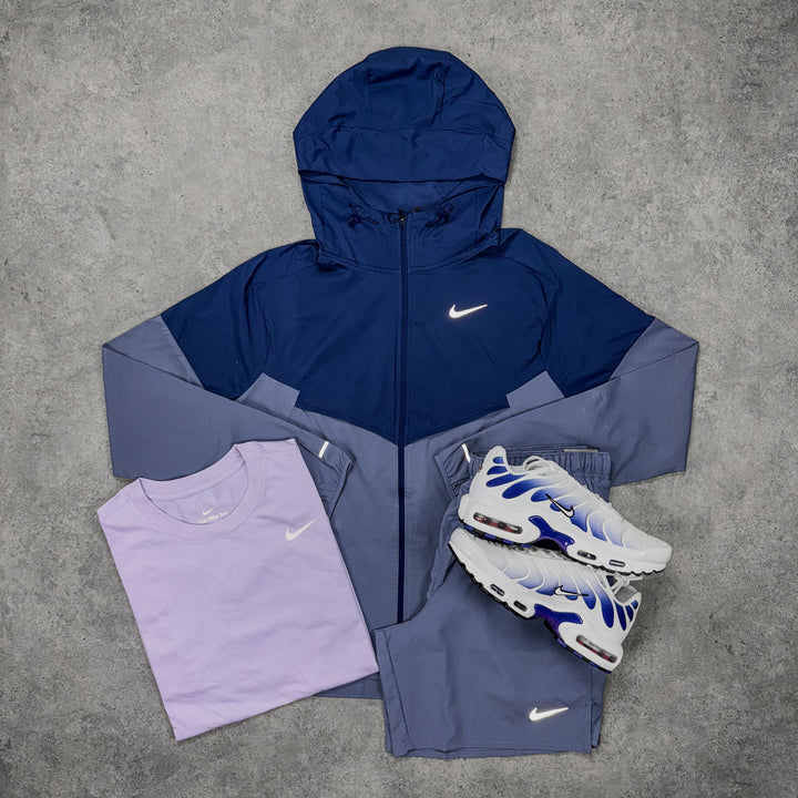 Nike Indigo Three-Piece Set – Windrunner x Shorts x Tee