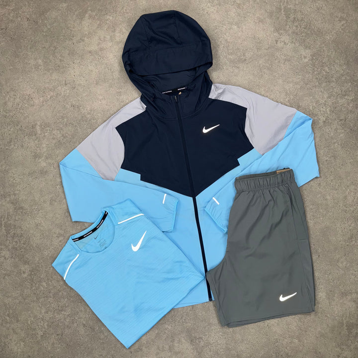 Nike Light Windrunner Shorts Tri Set (Navy/Grey)