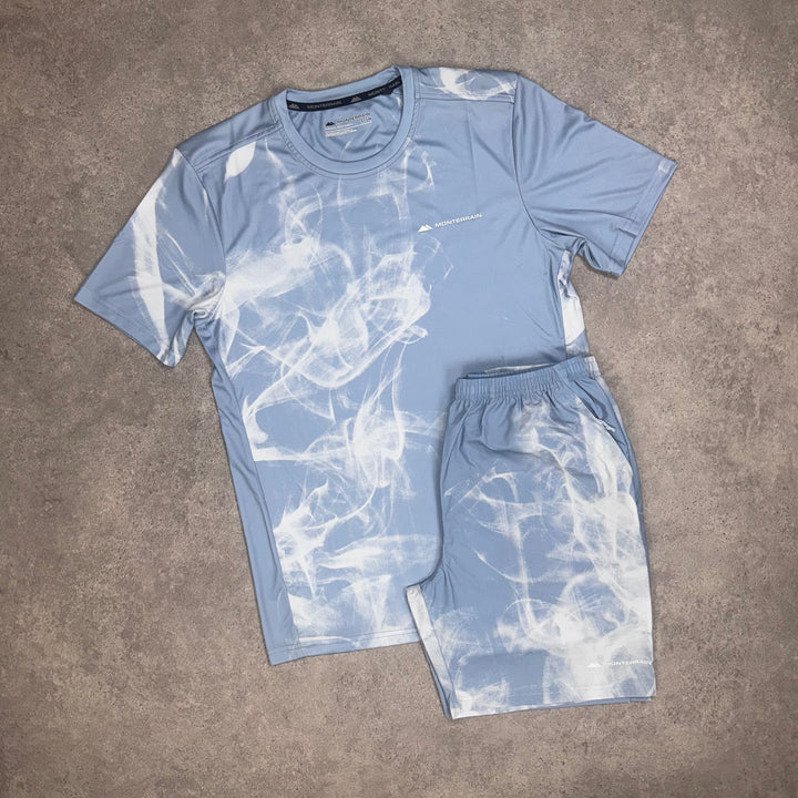 Monterrain Marble T-Shirt / Short Set (White/Blue)