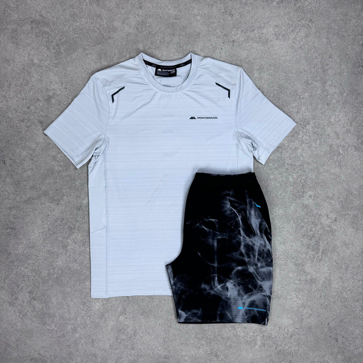 Monterrain Lyder T-Shirt / Marble Short Set (White/Black)