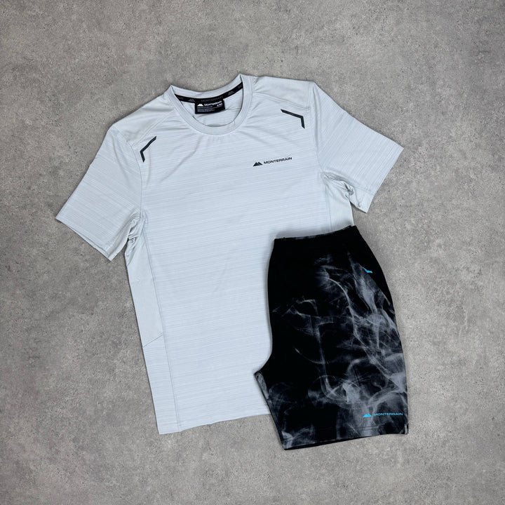 Monterrain Lyder T-Shirt / Marble Short Set (White/Black)