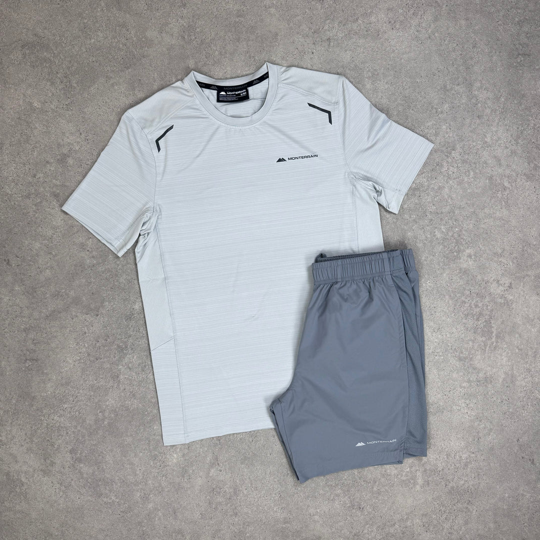 Monterrain Lyder T-Shirt / Short Set (White/Grey)