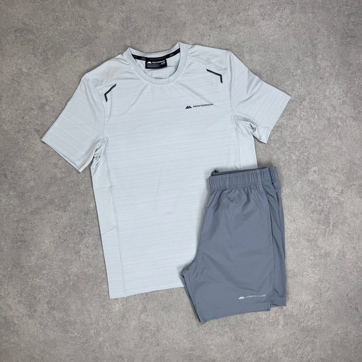 Monterrain Lyder T-Shirt / Short Set (White/Grey)