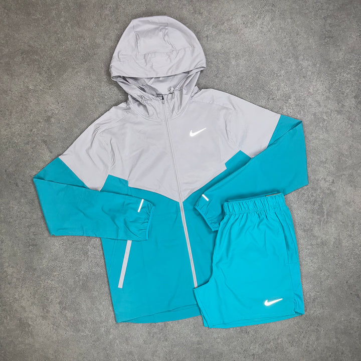 Nike Light Windrunner Shorts Set (Teal/White)