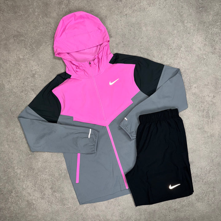 Nike Light Windrunner Shorts Set (Playful-Pink/Black)