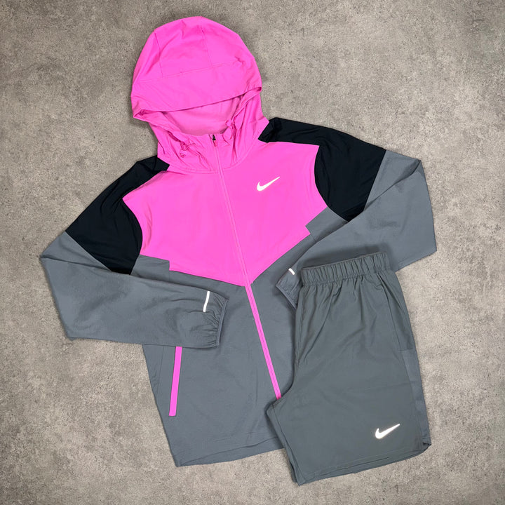 Nike Light Windrunner Shorts Set (Playful-Pink/Grey)