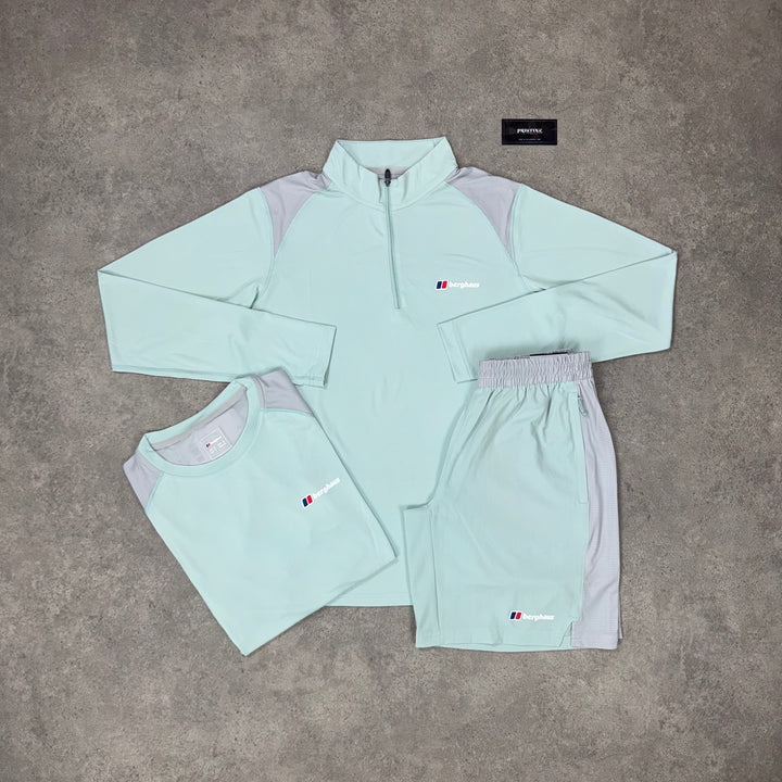 Berghaus Horizon ¼ Zip Short Tri Set – Mint x Silver Mist