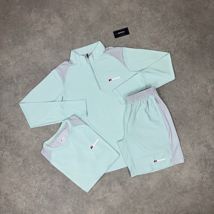 Berghaus Horizon ¼ Zip Short Tri Set – Mint x Silver Mist